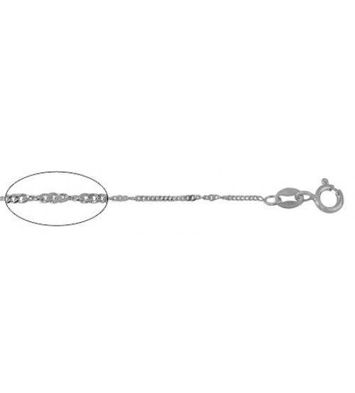 16" Rhodium Plated Singapore Chain - Package of 10, Sterling Silver